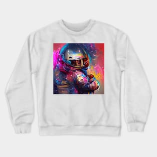 Colorful Astronaut in Space Crewneck Sweatshirt